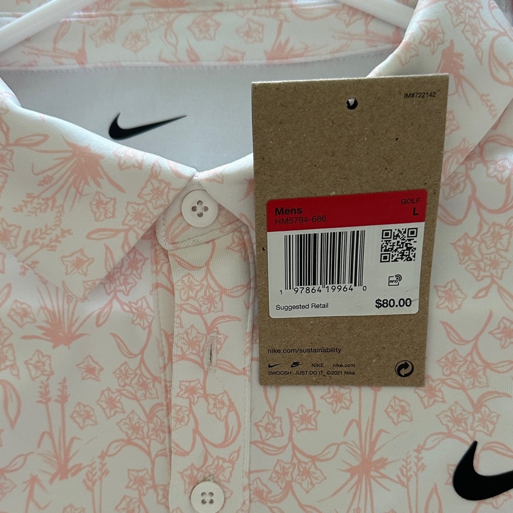 Nike Light Pink Graphic Polo Shirt L - Picture 2 of 5